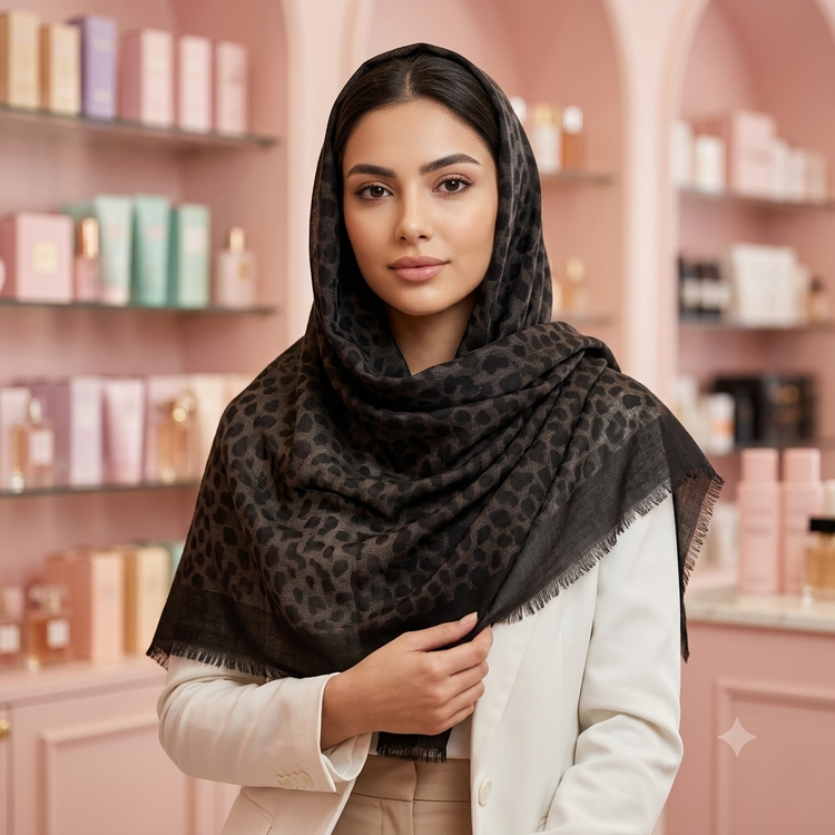 شال نخی حصیری مشکی دور ریش خنک (ابعاد ۷۰*۲۰۰),فروش حضوری شهریار