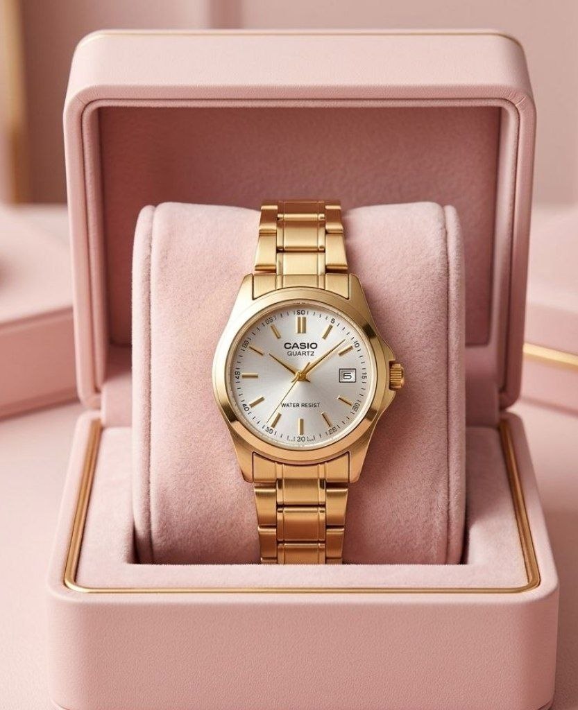 ساعت مچی زنانه کاسیو طلایی اصل | Casio Quartz صفحه سفید استیل