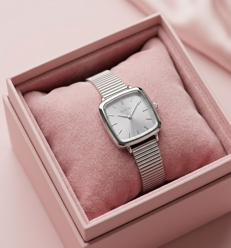 ساعت مچی زنانه اسکاگن مربعی نقره‌ای استیل با بند مشبک | Skagen Mellem Lille Square Mesh Watch