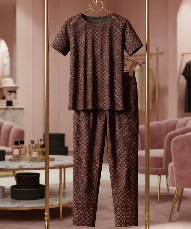 ست تیشرت و شلوار راحتی زنانه مدل گوچی (Gucci) - ست خانگی دخترانه خنک و باکیفیت
