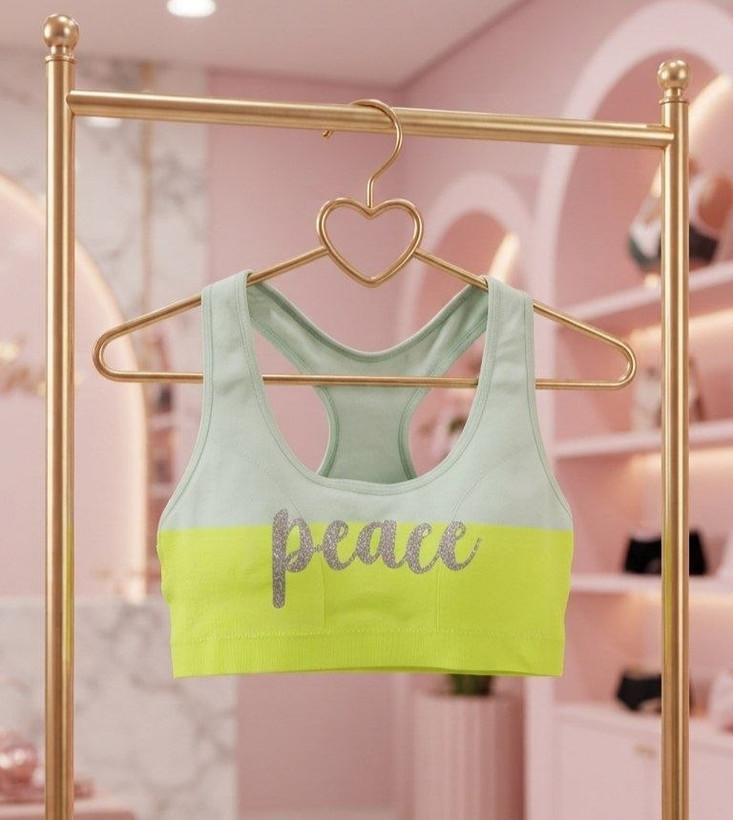 نیمتنه دخترانه وارداتی مدل Peace (مناسب ۵ تا ۸ سال) | کراپ تاپ اسپرت بچگانه