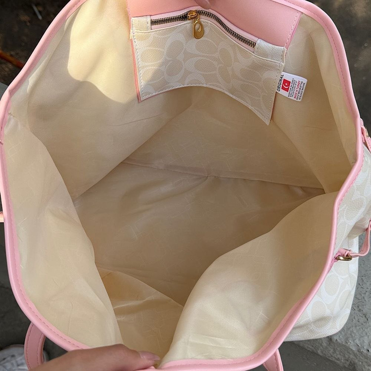 کیف دوشی و دستی زنانه مدل توتبگ (Tote Bag) طرح برند - جادار، باکیفیت بالا به همراه کیف پول کوچک