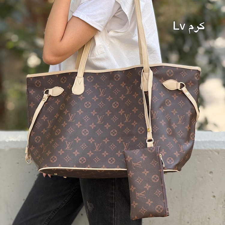 کیف دوشی و دستی زنانه مدل توتبگ (Tote Bag) طرح برند - جادار، باکیفیت بالا به همراه کیف پول کوچک