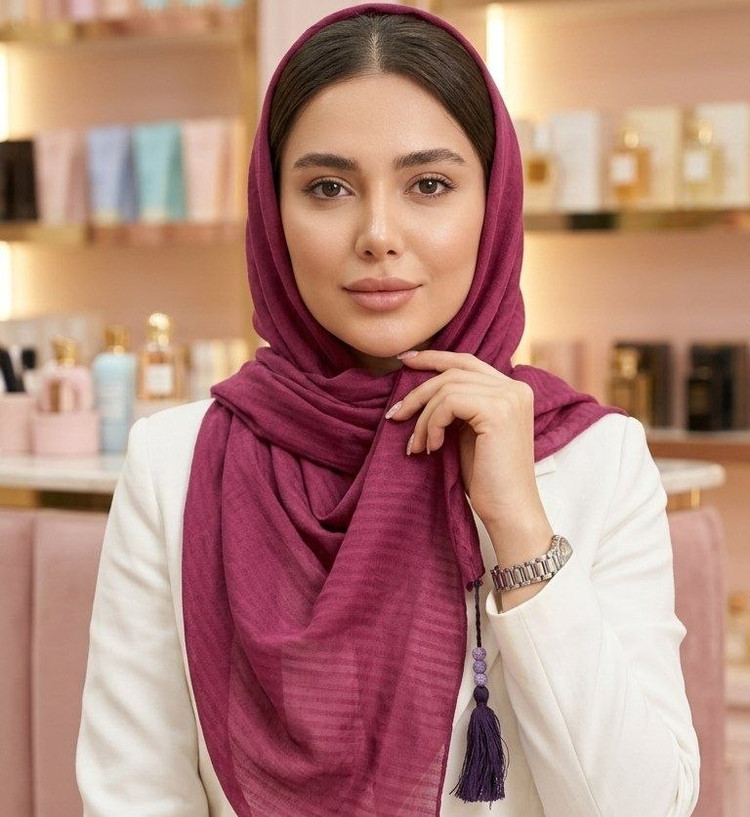 شال نخی پاییزه طرح خطدار منگولهدار خوشرنگ و سبک